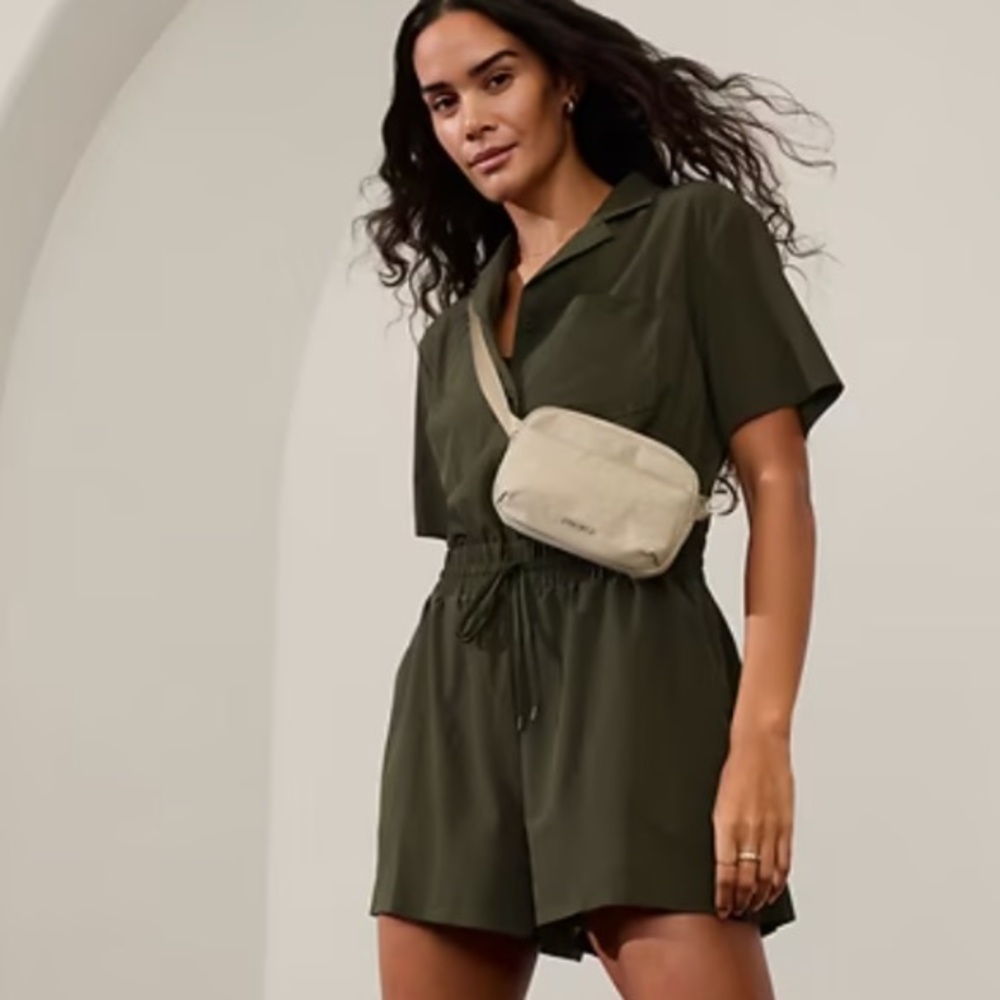 Athleta Avenue Romper Olive Green SZ M